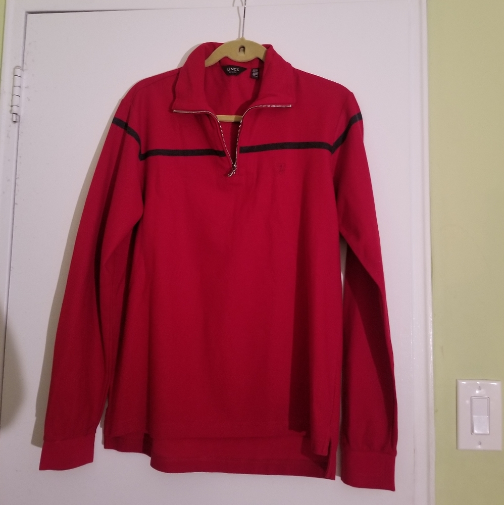 Lincs DC & Co men's red zipper neck  shirt  size M